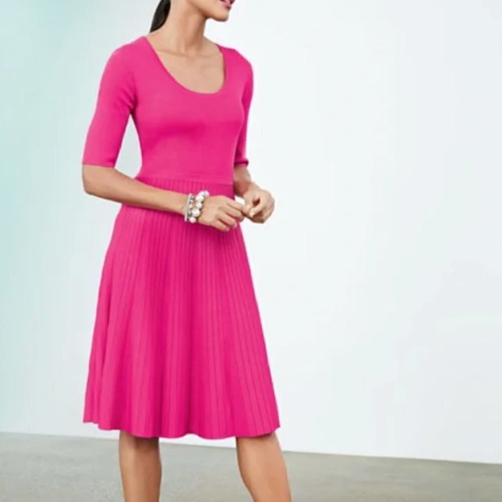 Carmen By Carmen Marc Valvo Half-Sleeve Fit & Flare Dress, Princess Pink